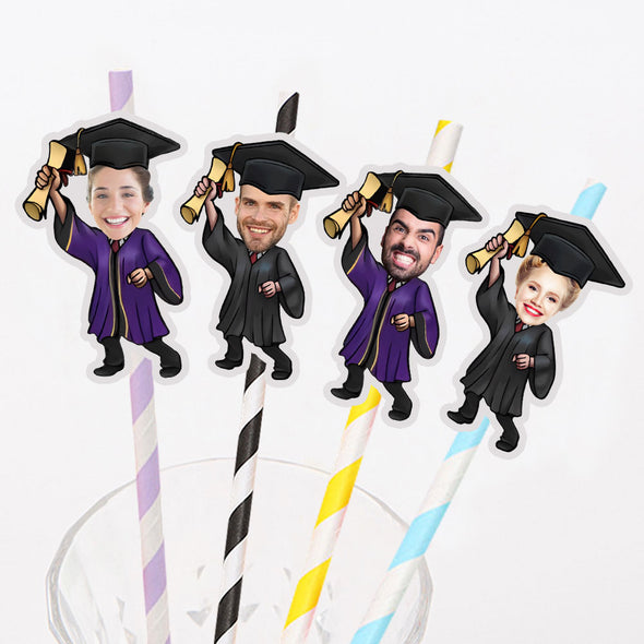 Personalized Graduation face straws Graduation Face Straw Custom Drink straws for Graduation Party
