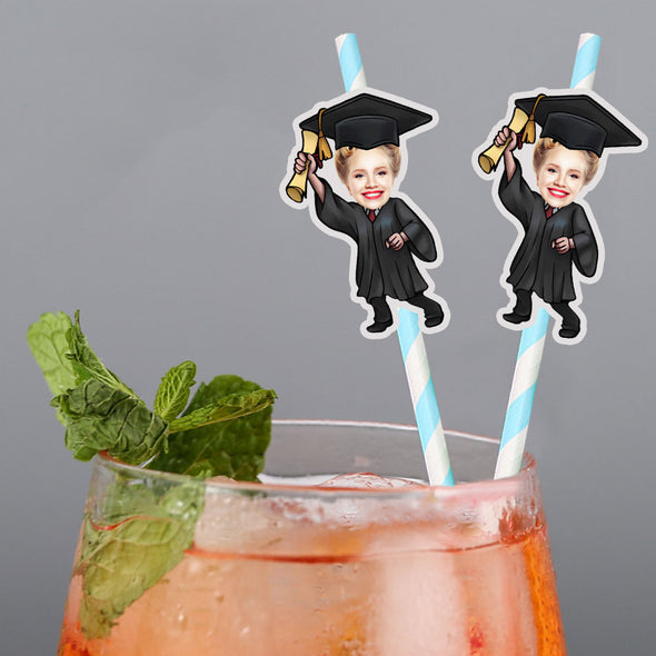 Personalized Graduation face straws Graduation Face Straw Custom Drink straws for Graduation Party