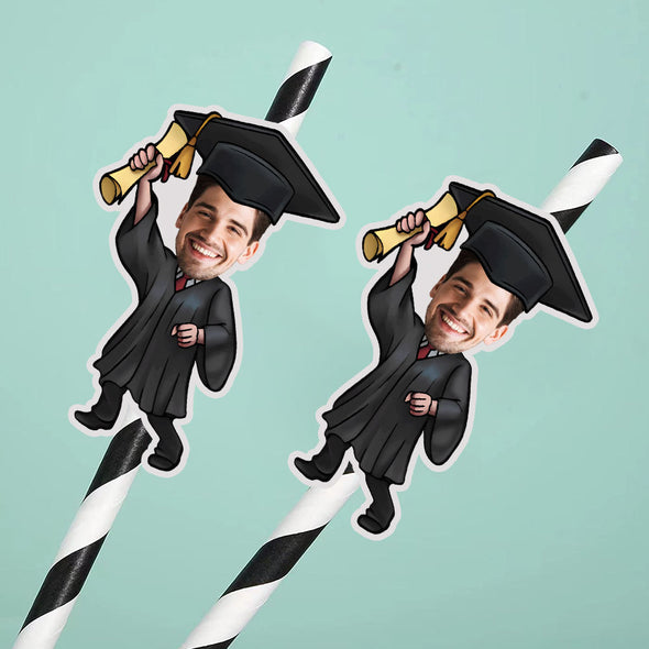 Personalized Graduation face straws Graduation Face Straw Custom Drink straws for Graduation Party