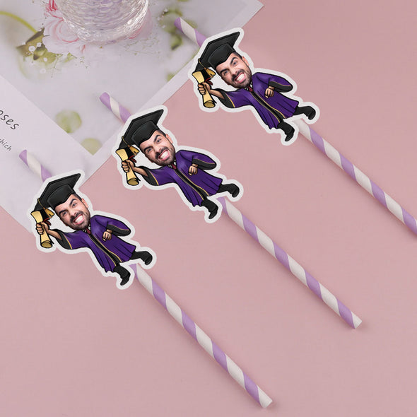 Personalized Graduation face straws Graduation Face Straw Custom Drink straws for Graduation Party