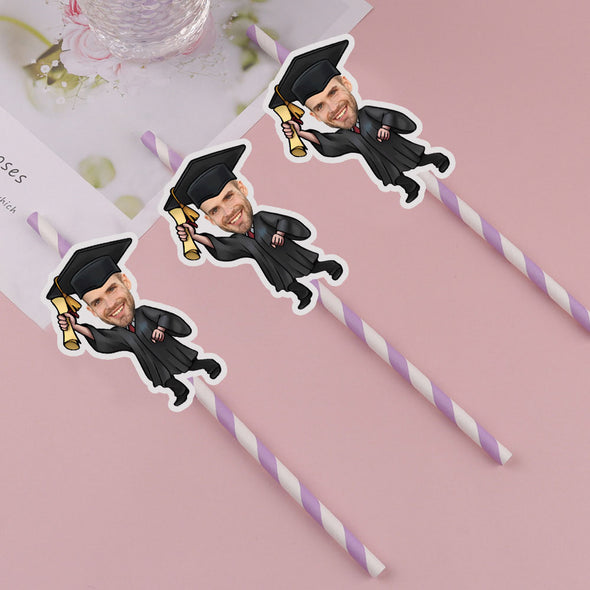 Personalized Graduation face straws Graduation Face Straw Custom Drink straws for Graduation Party