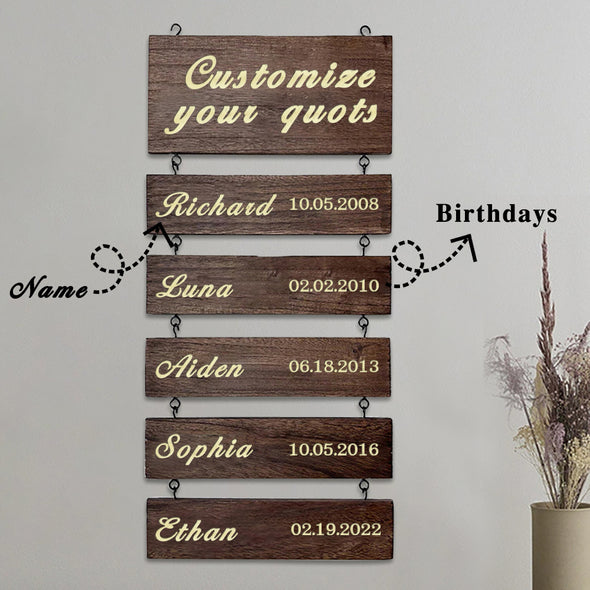 Custom Wooden Name Sign Personalized Grandkids Hanging Sign Custom Family Name Sign