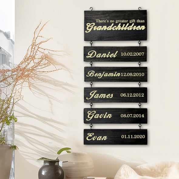 Custom Wooden Name Sign Personalized Grandkids Hanging Sign Custom Family Name Sign