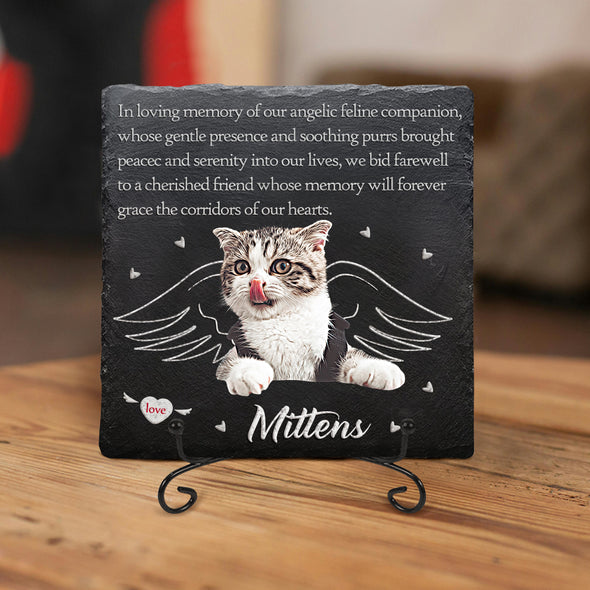 Pet Memorial Stone with Photo Pet Loss Gifts Cat Headstone Sympathy Gifts For Pet Owners