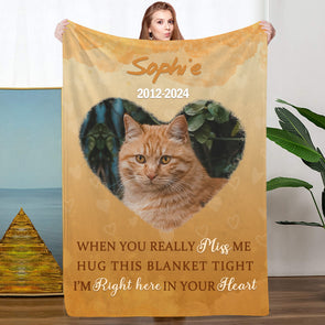 Pet Photo Blanket Personalized Dog Cat Memorial Blanket Pet in Your Heart Pet Loss Gift Mothers Day Gift