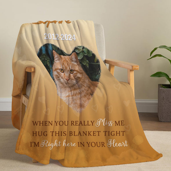 Pet Photo Blanket Personalized Dog Cat Memorial Blanket Pet in Your Heart Pet Loss Gift Mothers Day Gift