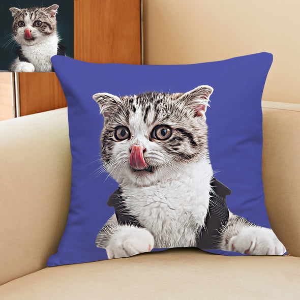 Custom Pet Photo Pillow Decorative Cushion Cover Pet Portrait Pillow Decorative Throw Pillows