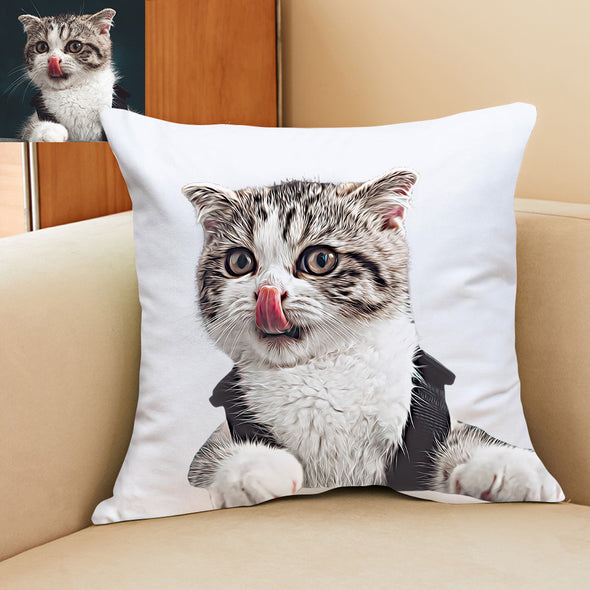 Custom Pet Photo Pillow Decorative Cushion Cover Pet Portrait Pillow Decorative Throw Pillows