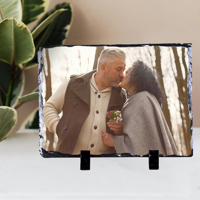 Personalized Large Rectangle Slate Rock Plaque Photo Gallery Slate Frame Heart Shape Keepsake