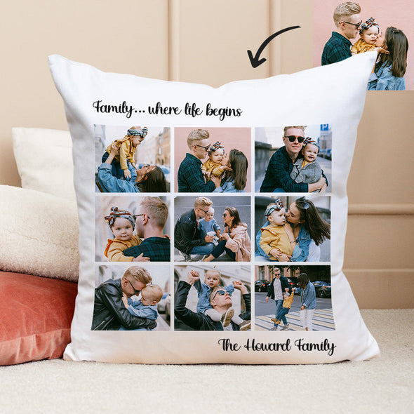 Photo Throw Pillow Decorative Cushion Custom Pillow Custom Throw Pillow Family Photo Collage Pillow