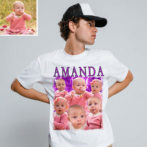 Unisex White Custom Bootleg T-shirt Custom Photo Vintage Graphic 90s T-shirt
