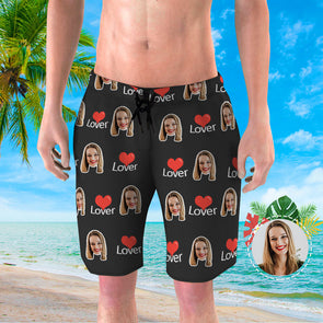 Custom Swim Trunks Men's Face Print on Trunks Custom Beach Shorts with Picture Gift for Husband