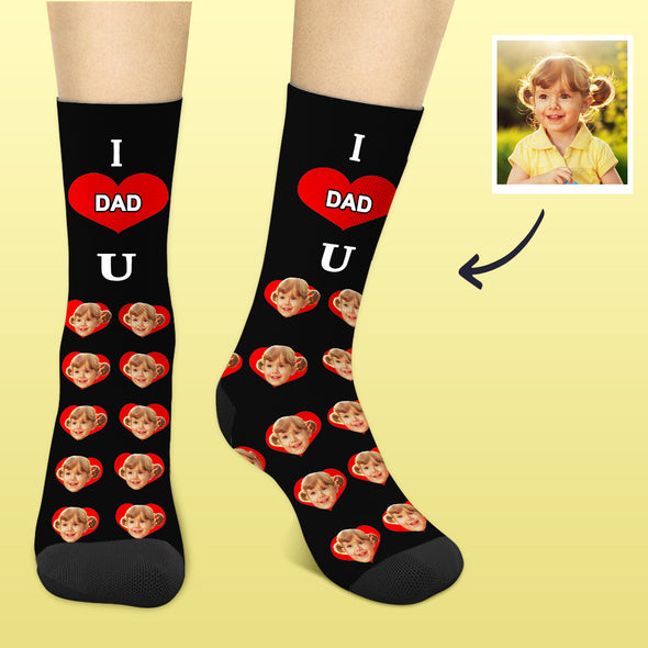 I Love Dad Socks Custom Face Socks Custom socks for Dad Fathers Day Gift