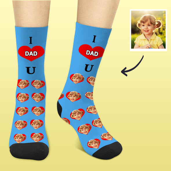 I Love Dad Socks Custom Face Socks Custom socks for Dad Fathers Day Gift