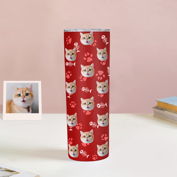 Custom 20oz Pet Face Tumbler Cup Custom Dog Cat Photo Coffee Tumblers Custom 20oz Skinny Stainless Steel Tumblers