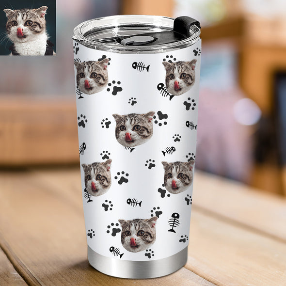 Custom Cat Photo Tumblers Cup Mug Personalized Travel Tumblers with Cat Dog Pictures