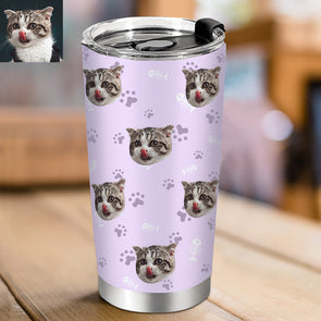 Cat Photo Tumblers Cup Mug Personalized Travel Tumblers with Cat Dog Faces Custom Tumblers