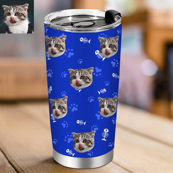 Christmas Gift for Cat Mom Custom Tumbler Cup 20OZ Pet Photo Travel Tumblers Coffee Cup