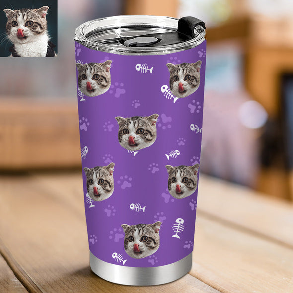 Christmas Gift for Cat Mom Custom Tumbler Cup 20OZ Pet Photo Travel Tumblers Coffee Cup