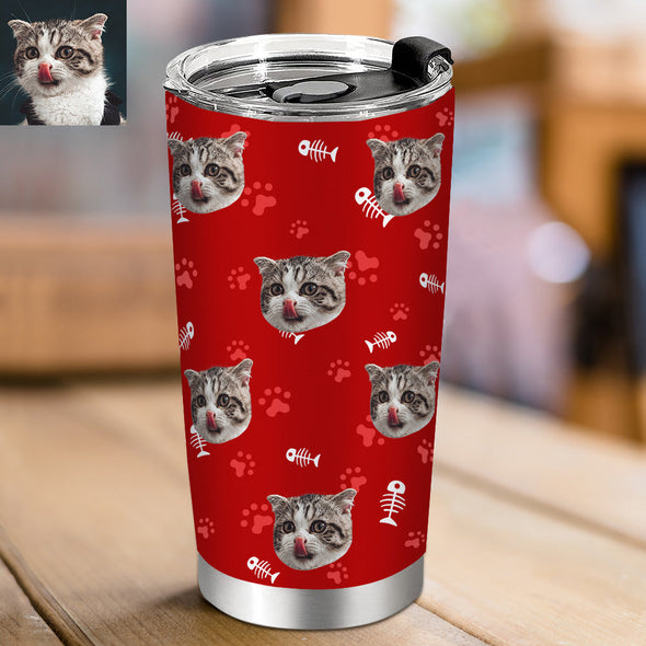 Gift for Cat Lover Cat Mom Custom Tumbler Cup Custom 20OZ Pet Photo Travel Tumblers Coffee Cup