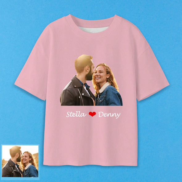 Gift for Boyfriend Gift for Girlfriend Custom Photo T shirt Custom Short Sleeve Shirt with Picture