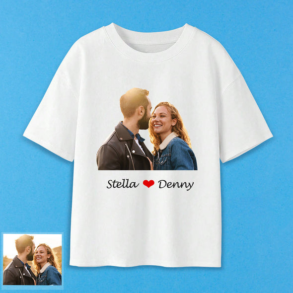 Gift for Boyfriend Gift for Girlfriend Custom Photo T shirt Custom Short Sleeve Shirt with Picture