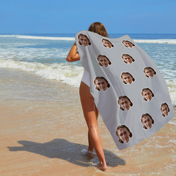 Personalized Summer Holiday Beach Towel Face on Towel Personalized Photo Bath Towel Gift Idea