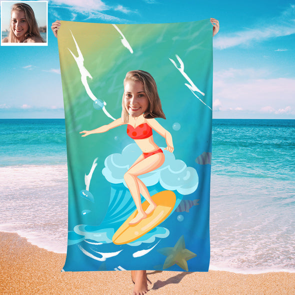 Custom Summer Beach Towel for Beach Pool Party Custom Bath Towel with Picture Gift For Couples