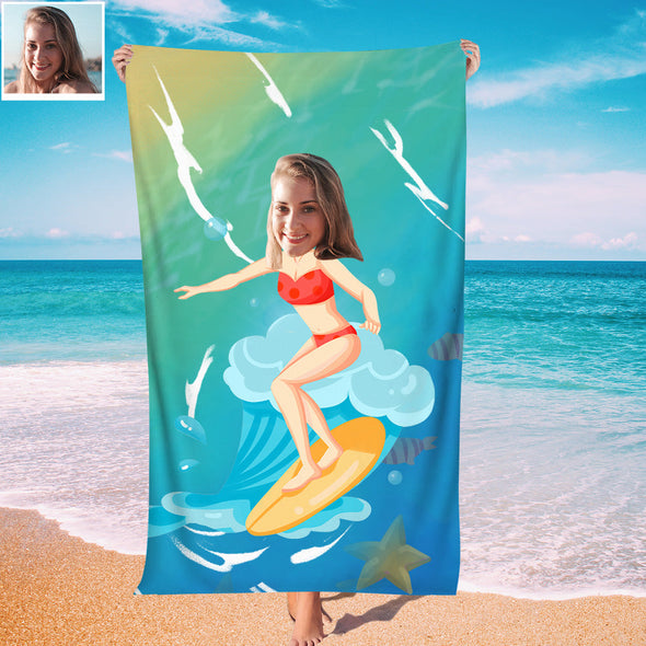 Custom Beach Towel for Beach Pool Party Custom Summer Bath Towel with Picture Gift For Friend