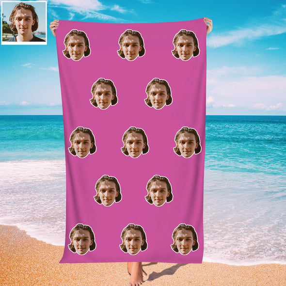 Personalized Summer Holiday Beach Towel Face on Towel Personalized Photo Bath Towel Gift Idea