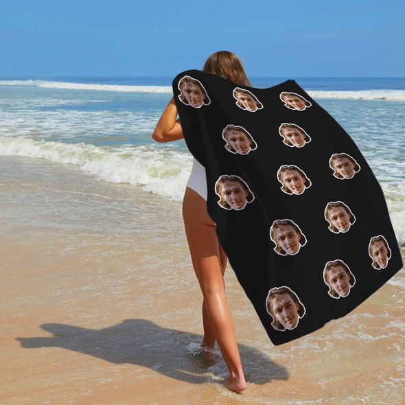 Personalized Summer Holiday Beach Towel Face on Towel Personalized Photo Bath Towel Gift Idea