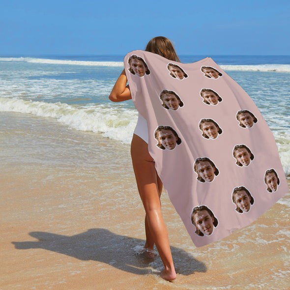 Personalized Summer Holiday Beach Towel Face on Towel Personalized Photo Bath Towel Gift Idea