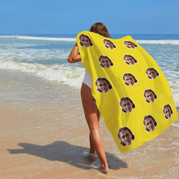 Personalized Summer Holiday Beach Towel Face on Towel Personalized Photo Bath Towel Gift Idea