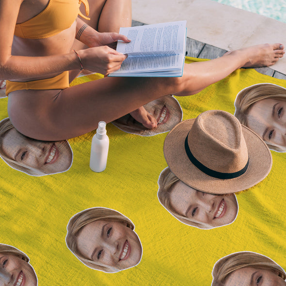 Personalized Summer Holiday Beach Towel Face on Towel Personalized Photo Bath Towel Gift Idea