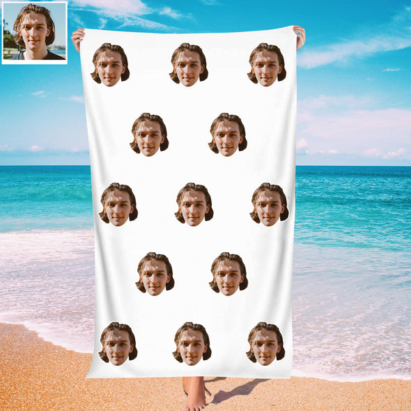 Personalized Summer Holiday Beach Towel Face on Towel Personalized Photo Bath Towel Gift Idea