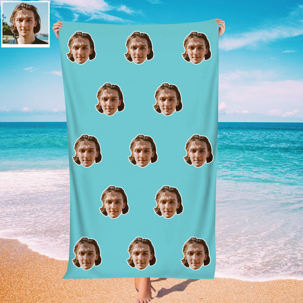 Personalized Summer Holiday Beach Towel Face on Towel Personalized Photo Bath Towel Gift Idea