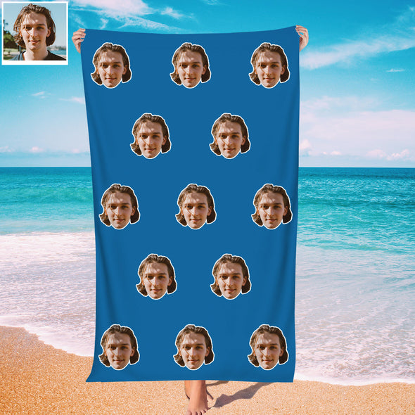 Personalized Summer Holiday Beach Towel Face on Towel Personalized Photo Bath Towel Gift Idea