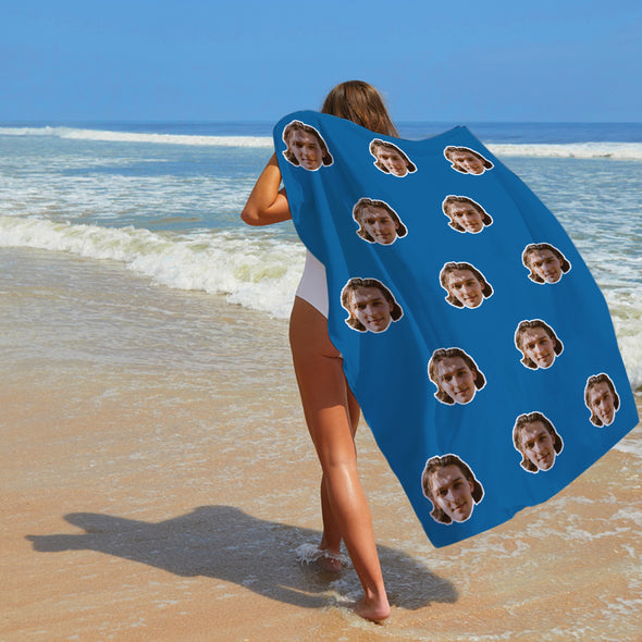 Personalized Summer Holiday Beach Towel Face on Towel Personalized Photo Bath Towel Gift Idea