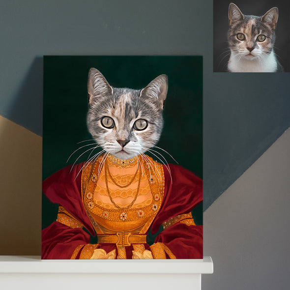 Custom Pet Portraits Canvas Print Custom Female Pet Queen Canvas