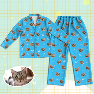 Customized Pajamas with Cat Face Personalized Cat Photo Pajamas Custom Cat Face Pajamas