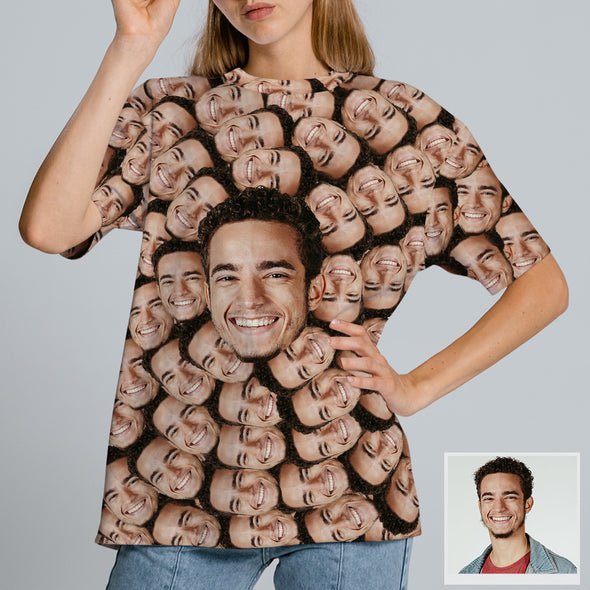 Gag Gift Custom Short Sleeve T Shirt Face on T Shirt All Over Print Gift for Girlfriend Gift for Boyfriend