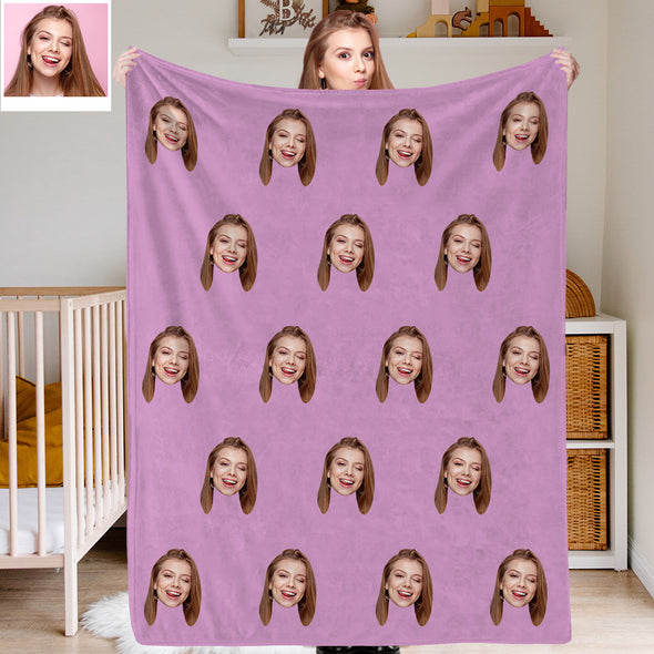 Custom Face Blankets Custom Photo Blankets Fleece Face Print on Throw Blanket Christmas Gift