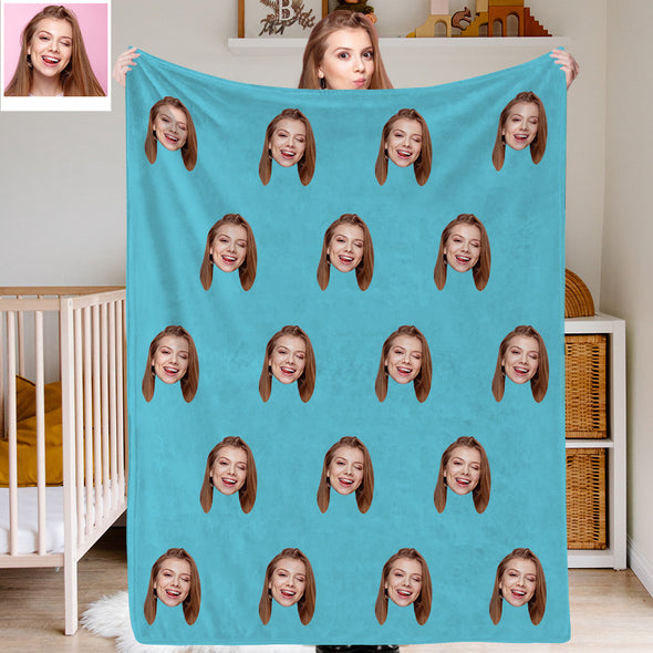 Custom Face Blankets Custom Photo Blankets Fleece Face Print on Throw Blanket Christmas Gift