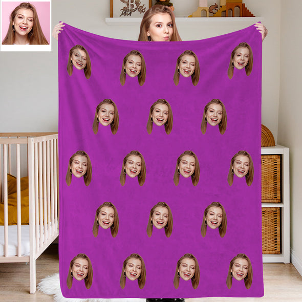 Custom Face Blankets Custom Photo Blankets Fleece Face Print on Throw Blanket Christmas Gift