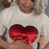 Gift for Girlfriend Adult Custom Heart Flip Sequin Shirt Unisex DIY Heart Sequin Tee Gift for Boyfriend