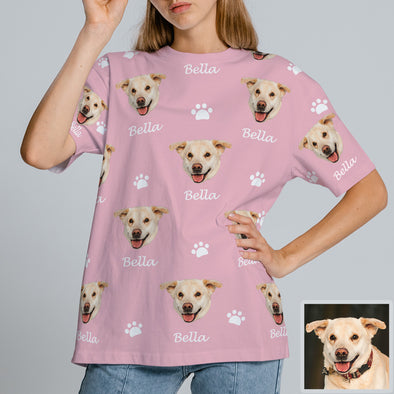 Custom Pet Photo T shirt with Picture and Name Custom Short Sleeve Shirt Gift for Pet Lover