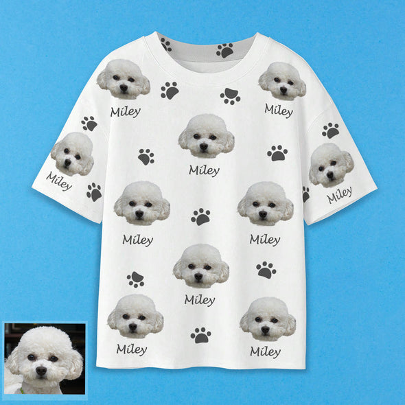 Gift for Pet Lover Custom Pet Photo T shirt Custom Short Sleeve Shirt Gift for Girfriend Boyfriend