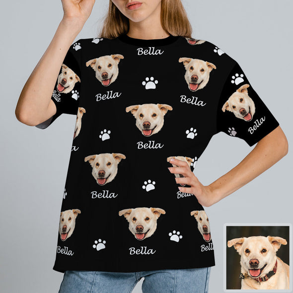 Gift for Pet Lover Custom Pet Photo T shirt Custom Short Sleeve Shirt Gift for Girfriend Boyfriend