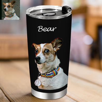 Custom Pet Photo Tumblers Personalized Travel Tumblers Cup Mug with Cat Dog Photo