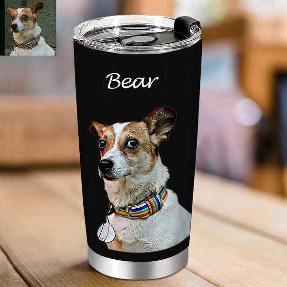 Custom Pet Photo Tumblers Personalized Cat Dog Photo Travel Tumblers Cup Mug